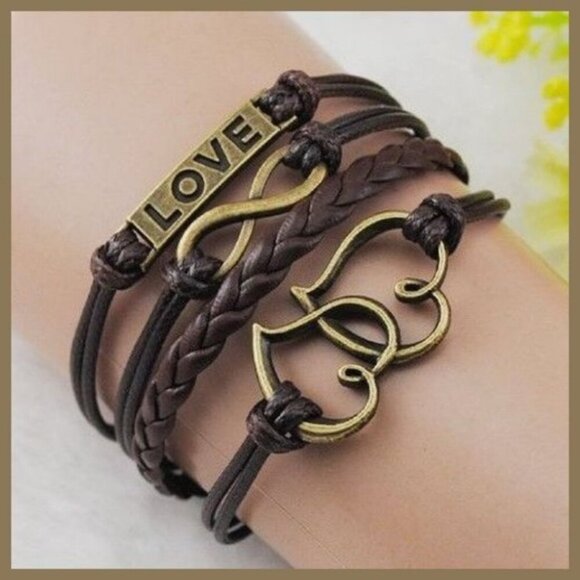 Infinity Leather Charm Bracelet - Picture 1 of 4